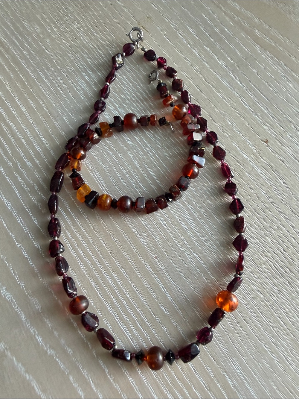 Elegant Amber and amethyst Necklace and Bracelet Set